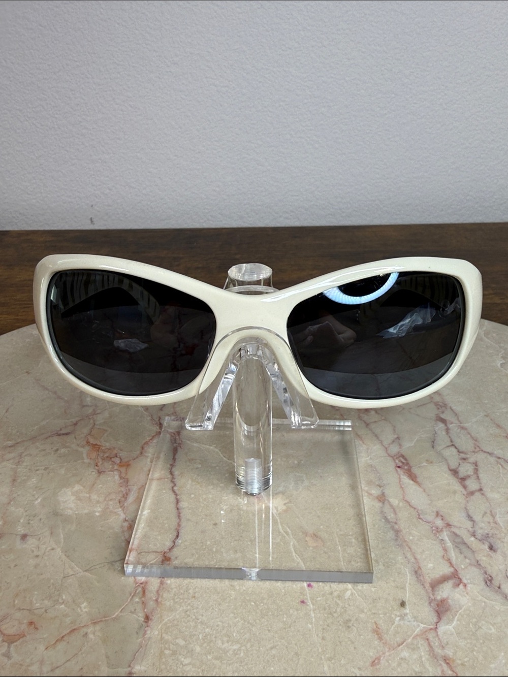 Panama Jack White Oversized Cat-Eye Sunglasses with Dark Lenses
